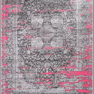 فرش ماشینی 1.5در1متری طرح پتینه کد2013 زمینه صورتی