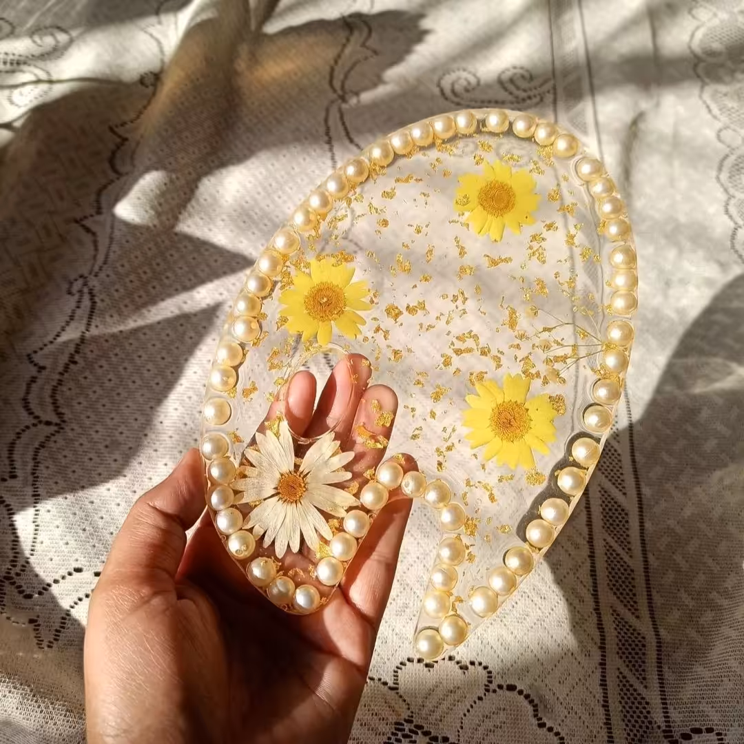 پالت رزینی گل طبیعی و مروارید