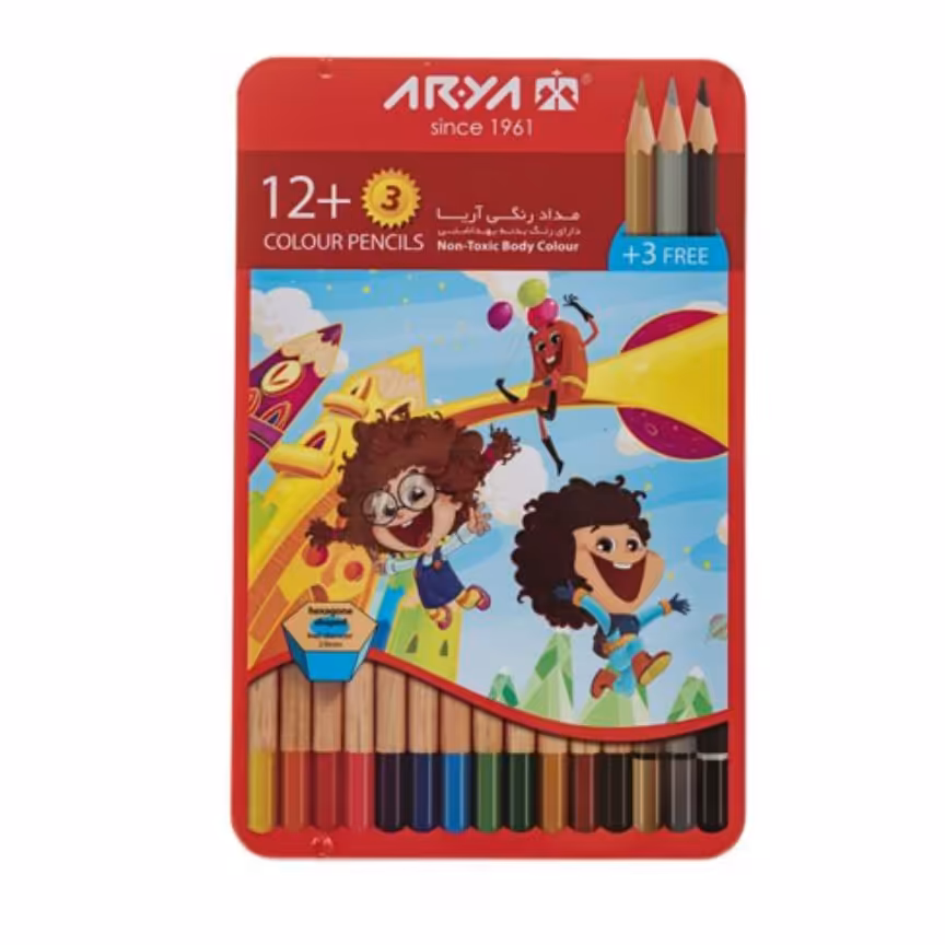 مداد رنگی 12 رنگ فلزی آریا

