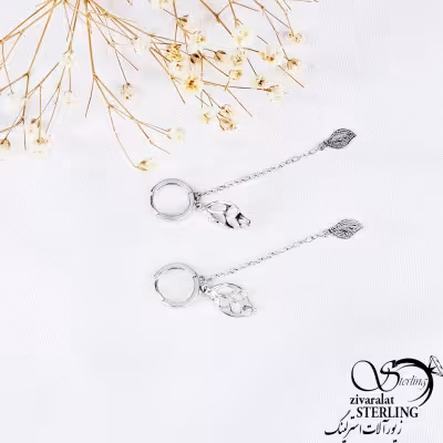 گوشواره نقره آویز برگ کد 11492