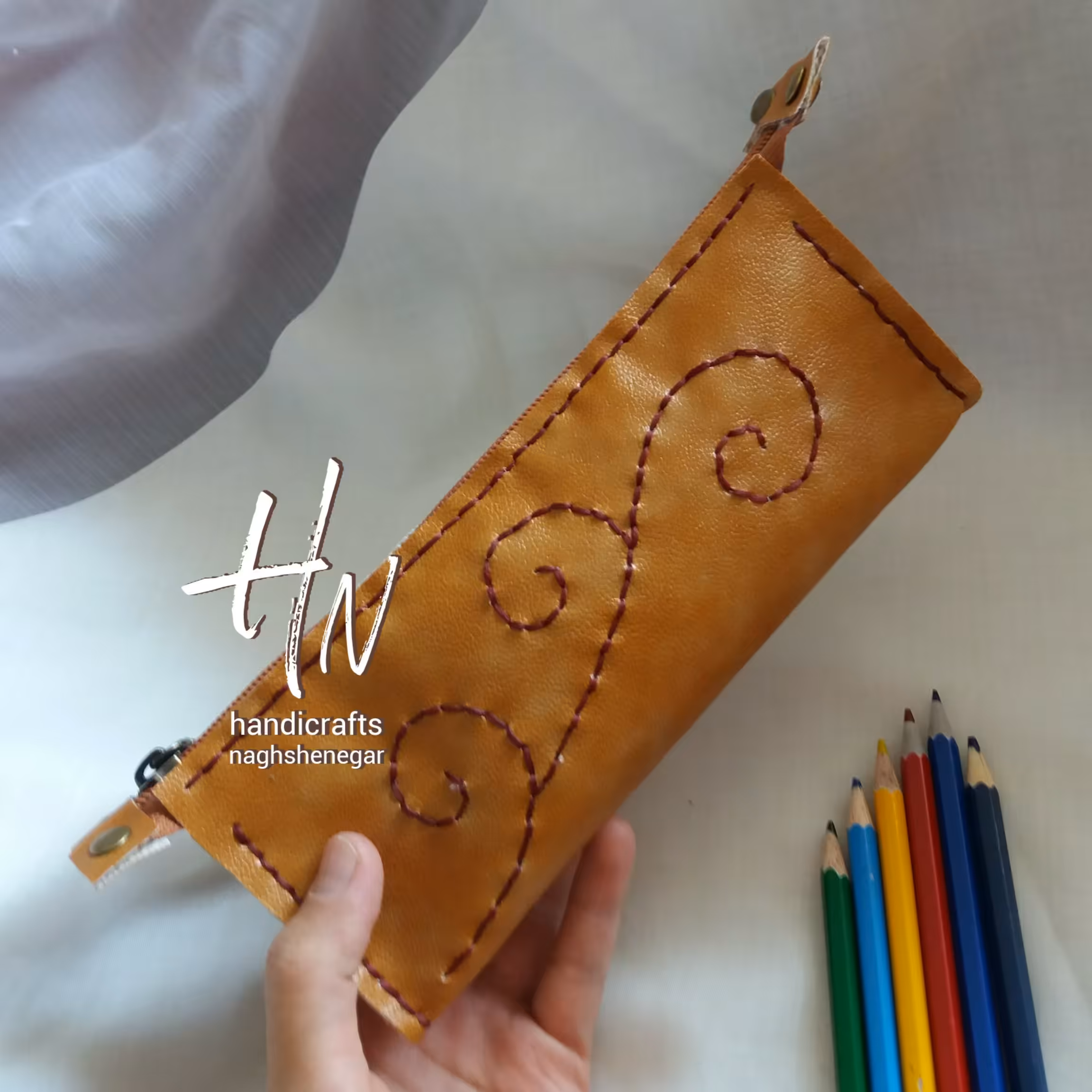 لوازم التحریر جامدادی چرم مصنوعی درجه یک طرح اسپیرال کاملا دست دوز 