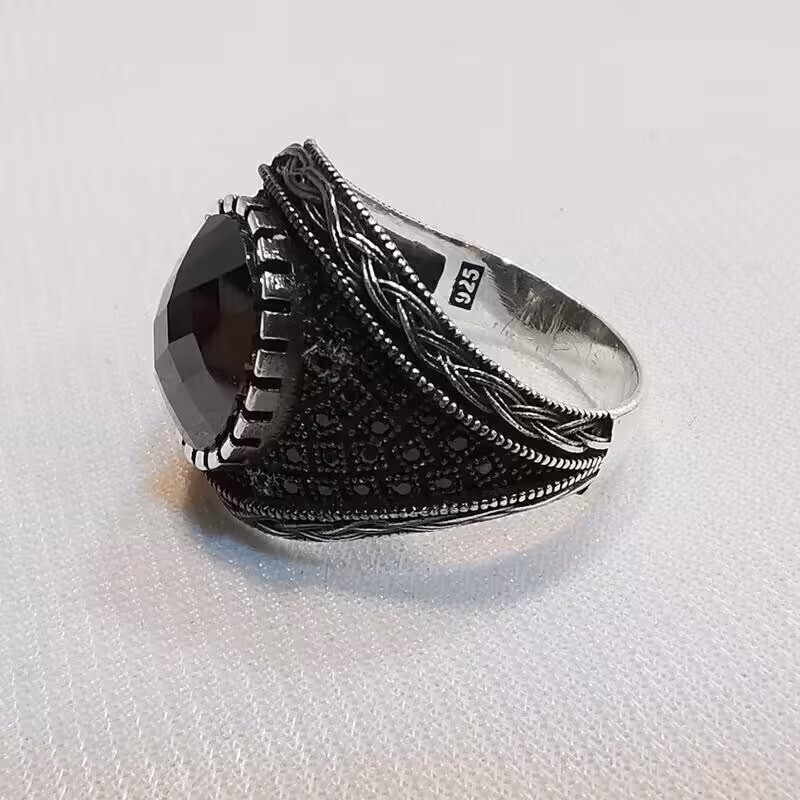 263-انگشتر نقره اونیکس عیار 925 اسپرت ترک کد 1136-w9.3