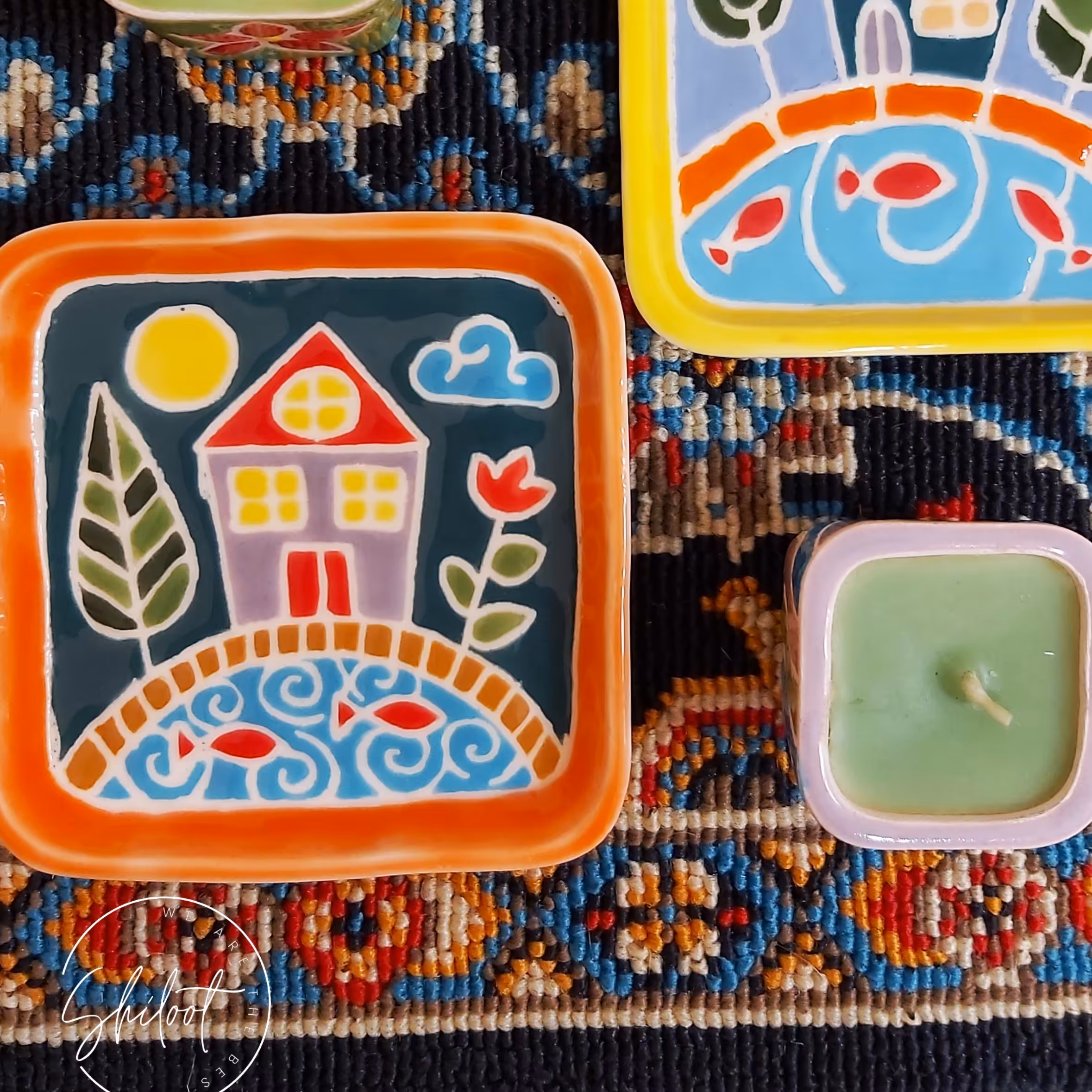 پیش دستی  با نقاشی دستی زیر  لعاب