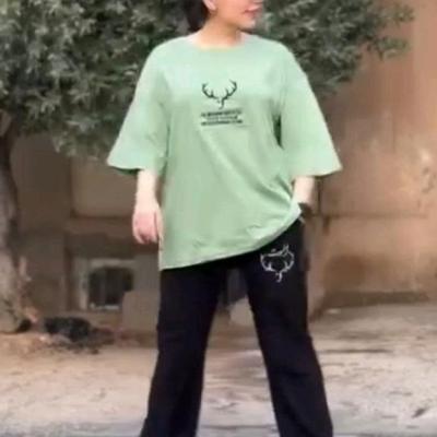 تیشرت و شلوار زنانه بیرون پوش مدل گوزنی