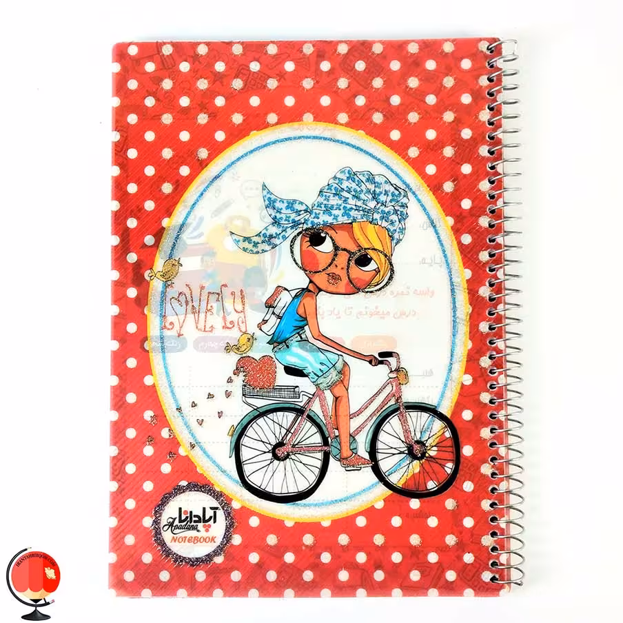 دفتر مشق 80 برگ سیمی طرح دوچرخه سوار جلد طلقی آپادانا