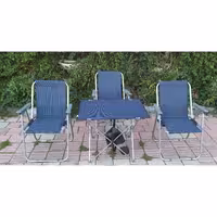  صندلی مسافرتی رنگ سورمه ای  ( ست 3 نفره)