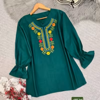 تونیک زنانه بابوس گلدوزی شده تونیک عیدانه تونیک بلند زنانه تونیک بهاره