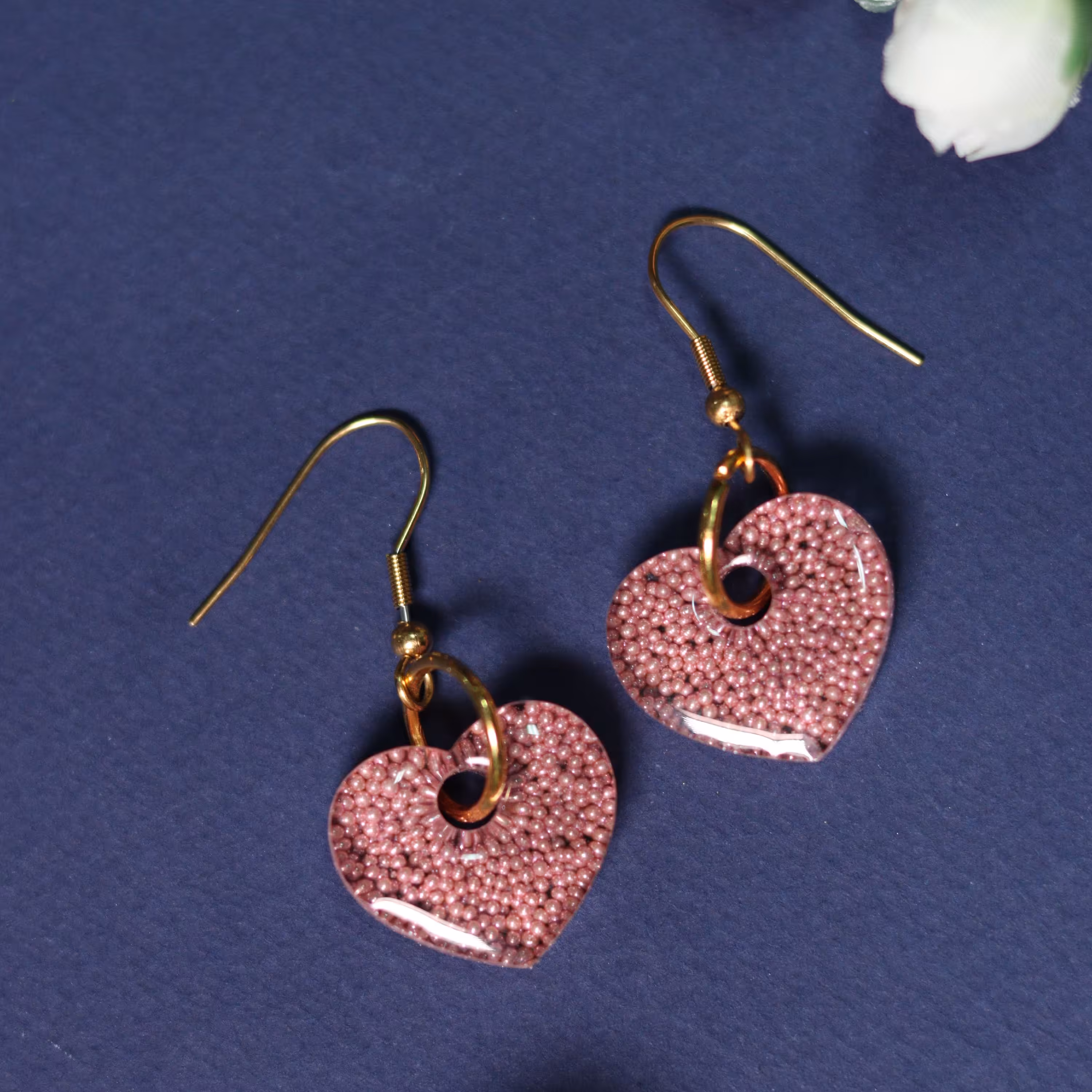 گوشواره مدرن قلب صورتی حلقه استیل