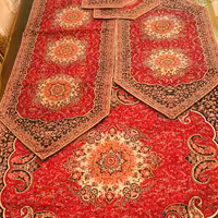 ست رومیزی ترمه پنج تکه طرح ترنج(زرشکی مشکی)