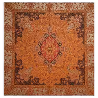 رومیزی ترمه مربع ابریشم  کد TRM17  رنگ نارنجی  آستر نارنجی