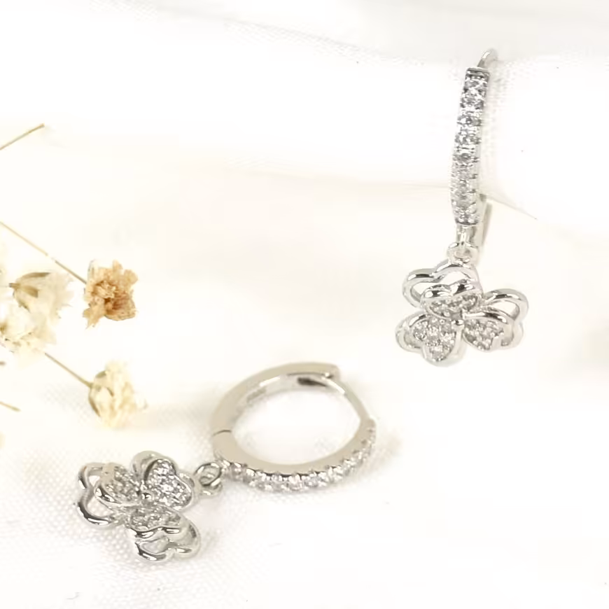 گوشواره عیار925 آویز گلبرگی کد8500