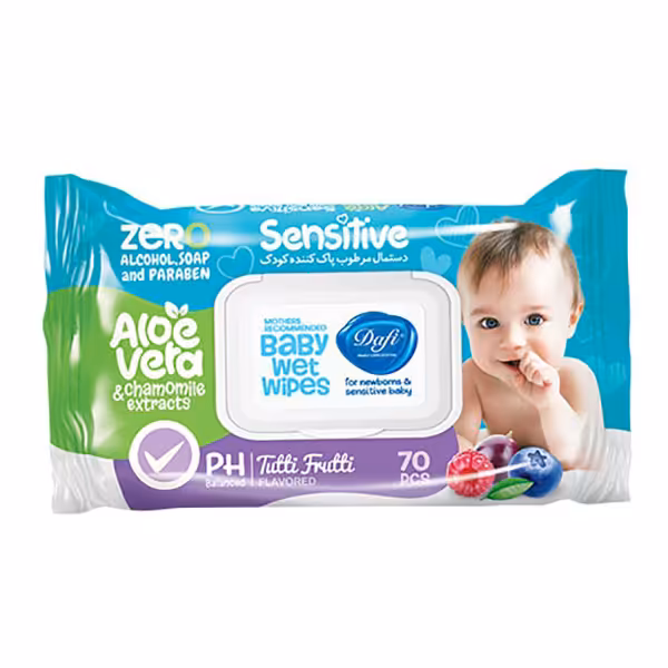 دستمال مرطوب در دار دافی مدل SENSETIVE بسته 70 عددی