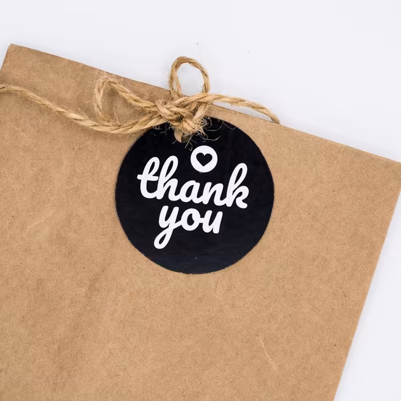 برچسب محصولات و تگ محصول لیبل hand made، مدل دایره مشکی، 60 عددی، 5 سانتی متری