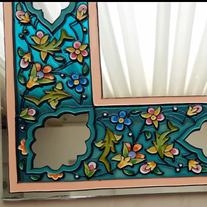 آینه ویترای با طرح تذهیب،مناسب برای دکور منازل و ...