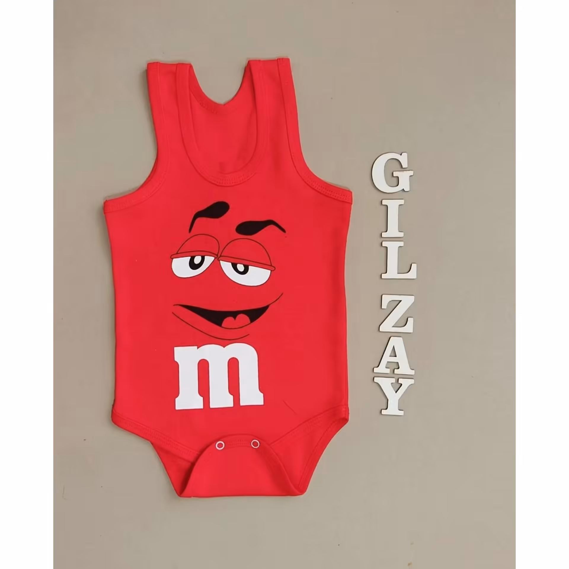 لباس بچگانه رکابی بادی اسپرت طرح اخم قرمز