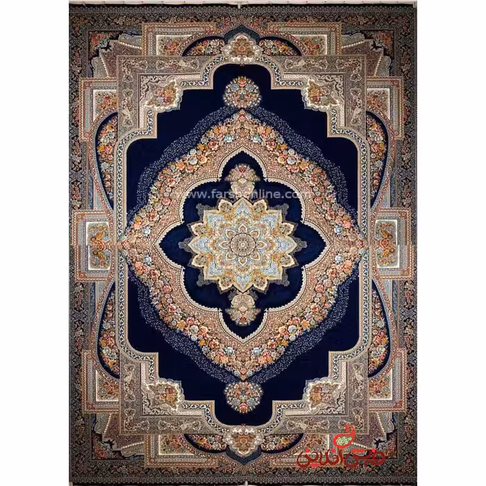 فرش ماشینی شاهکار صفویه 4740 سرمه ای