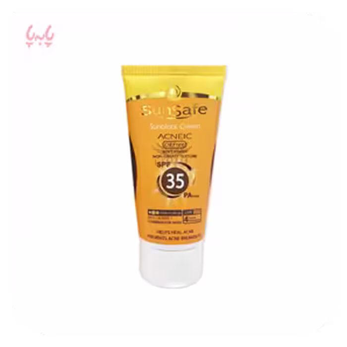 کرم ضدآفتاب فاقد چربی +SFP35 سان سیف بژ متوسط