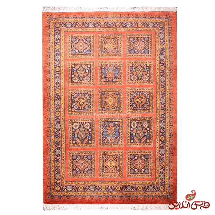 فرش دستباف عشایری طرح خشتی قرمز