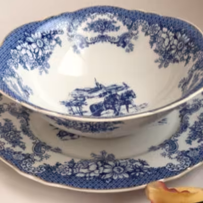 کاسه بشقاب میوه و شیرینی خوری قلم ابی