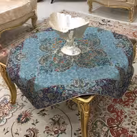 رومیزی مربع تمام ابریشم ترمه طرح پرنیان( آبی ف )