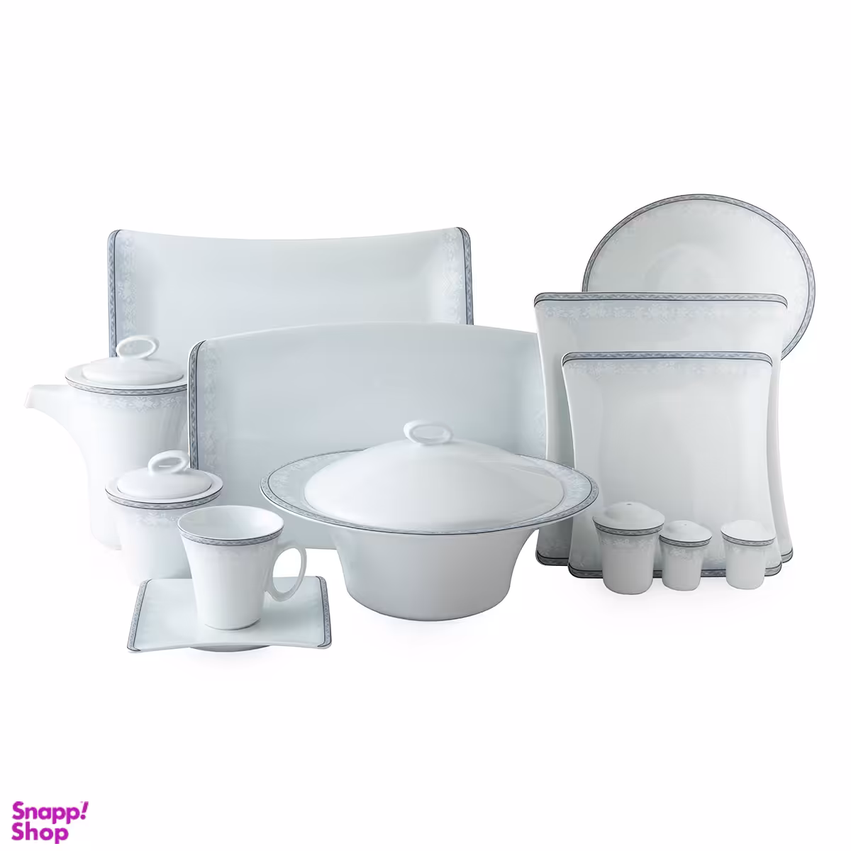 سرويس 97 پارچه 12 نفره كامل چينی زرين مدل وايت رز قالب وينچی اليسه