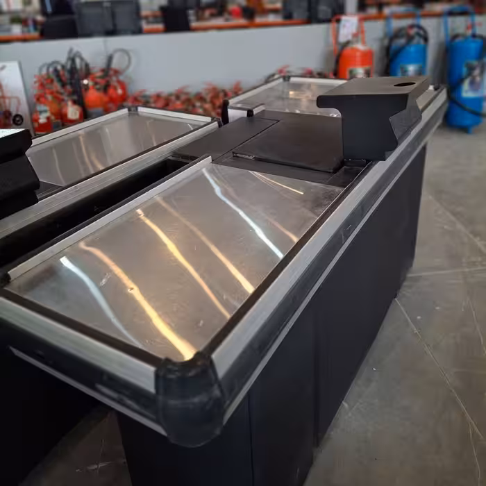 خرید و قیمت میز چک اوت 2.5 متری دور آلمینیوم حوضچه بزرگ - قفسه‌بندی وکیلی