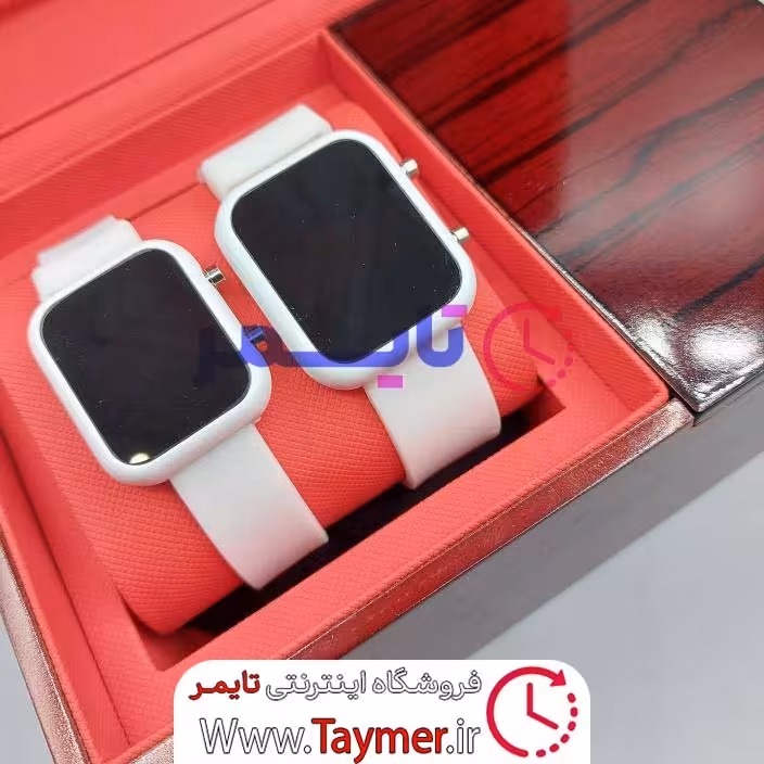 ساعت ست زنانه و مردانه دیجیتالی بندسیلیکونی رنگ سفید