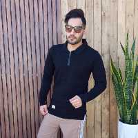 پلیور دورس نیم زیپ مردانه مشکی