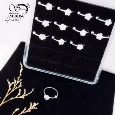 پیرسینگ بینی گلدار با نقره 925 عیار کد 12137