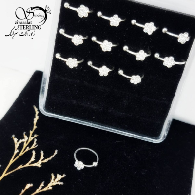 پیرسینگ بینی گلدار با نقره 925 عیار کد 12137