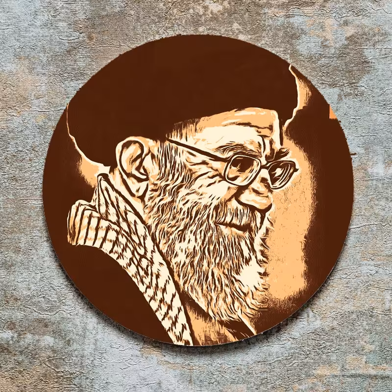 تابلو چاپی چهره حضرت ایت الله خامنه ای درسایز گرد وA4