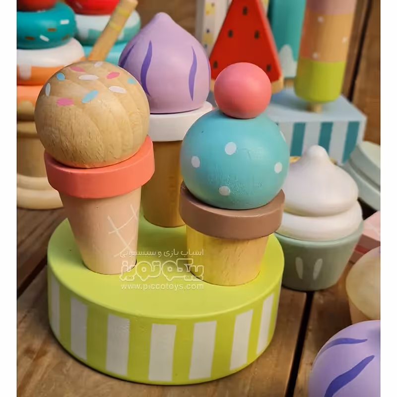 اسباب بازی چوبی ست بستنی قیفی پیکاردو کد BZ-44-E