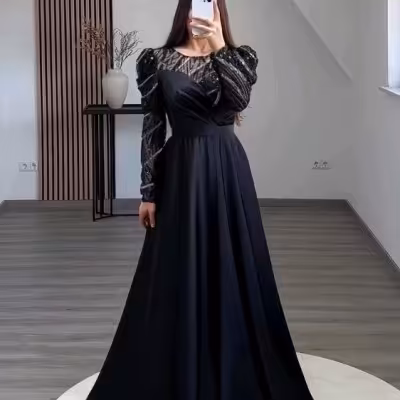 پیراهن مهمانی زنانه ساتن آمریکایی و شاین مدل پونه
