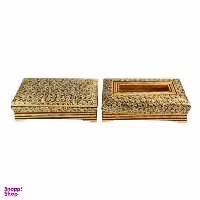 ست جعبه دستمال کاغذی و جعبه کارد و چنگال خاتم کاری کد 2614