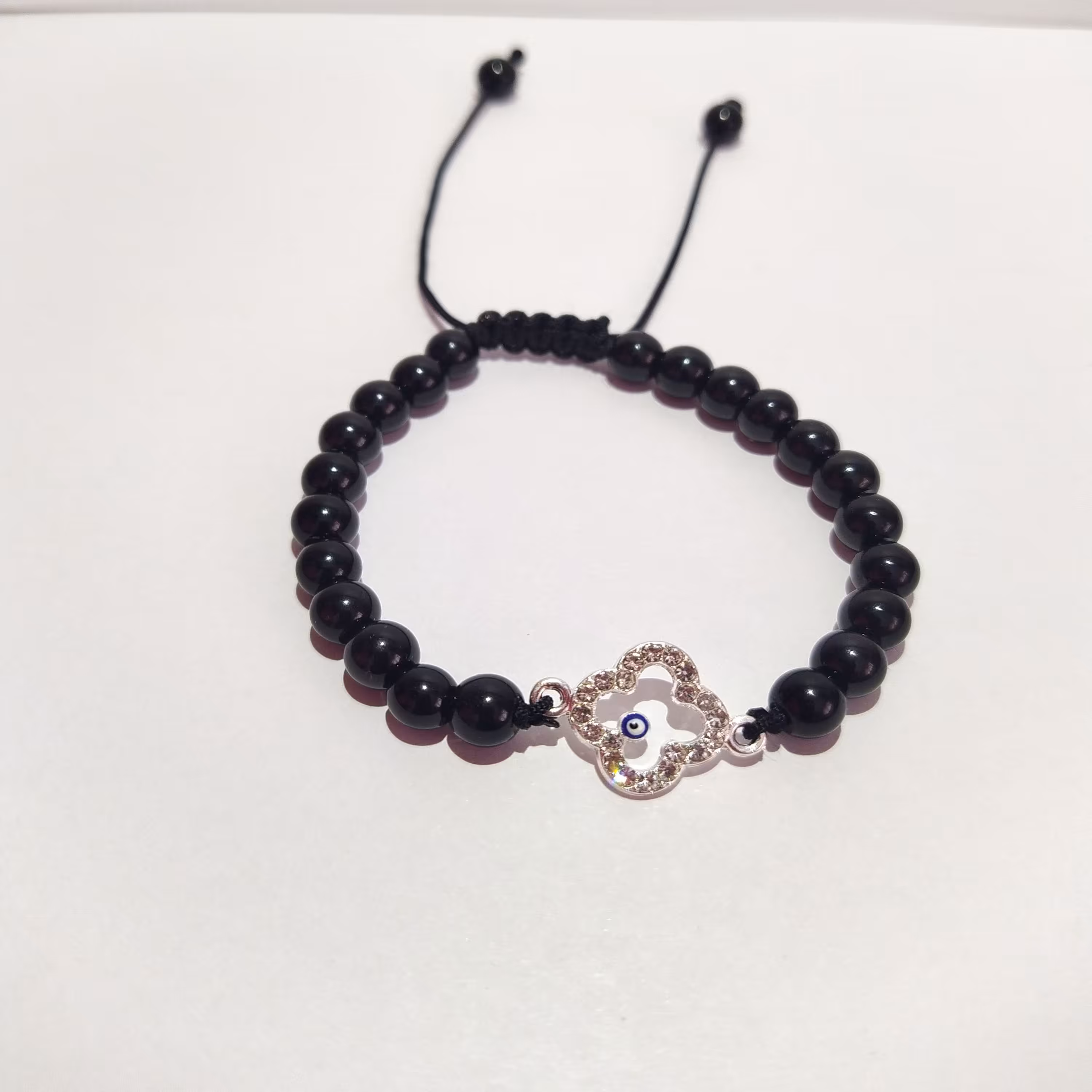 دستبند اونیکس با پلاک چشم نظر نگین دار