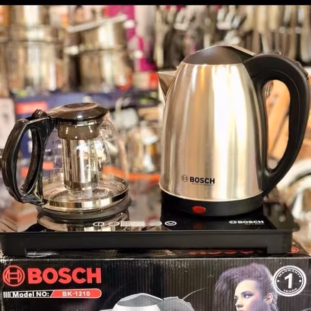 چایساز کنارهمی بوش کتری استیل  دو لیتری و قوری یک لیتری