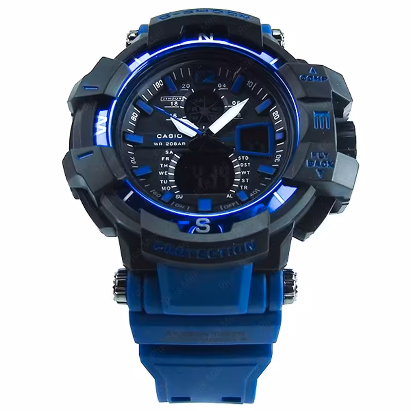 ساعت کاسیو جی شاک آبی  مشکی دو زمانه کد G Shock Blue 018
