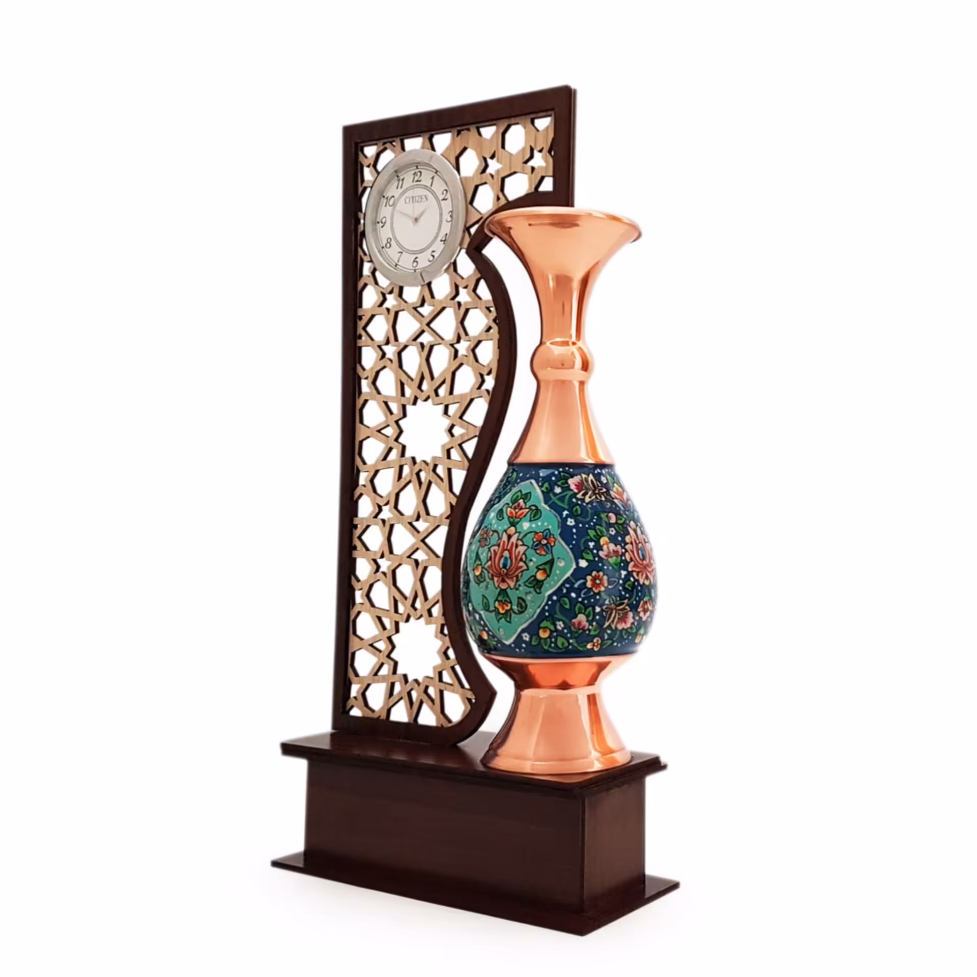 تندیس ساعت دار گلدان 16 مسی