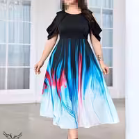 پیراهن مهمانی زنانه بوردا مدل اسپورت مجلسی یقه گرد آستین والان