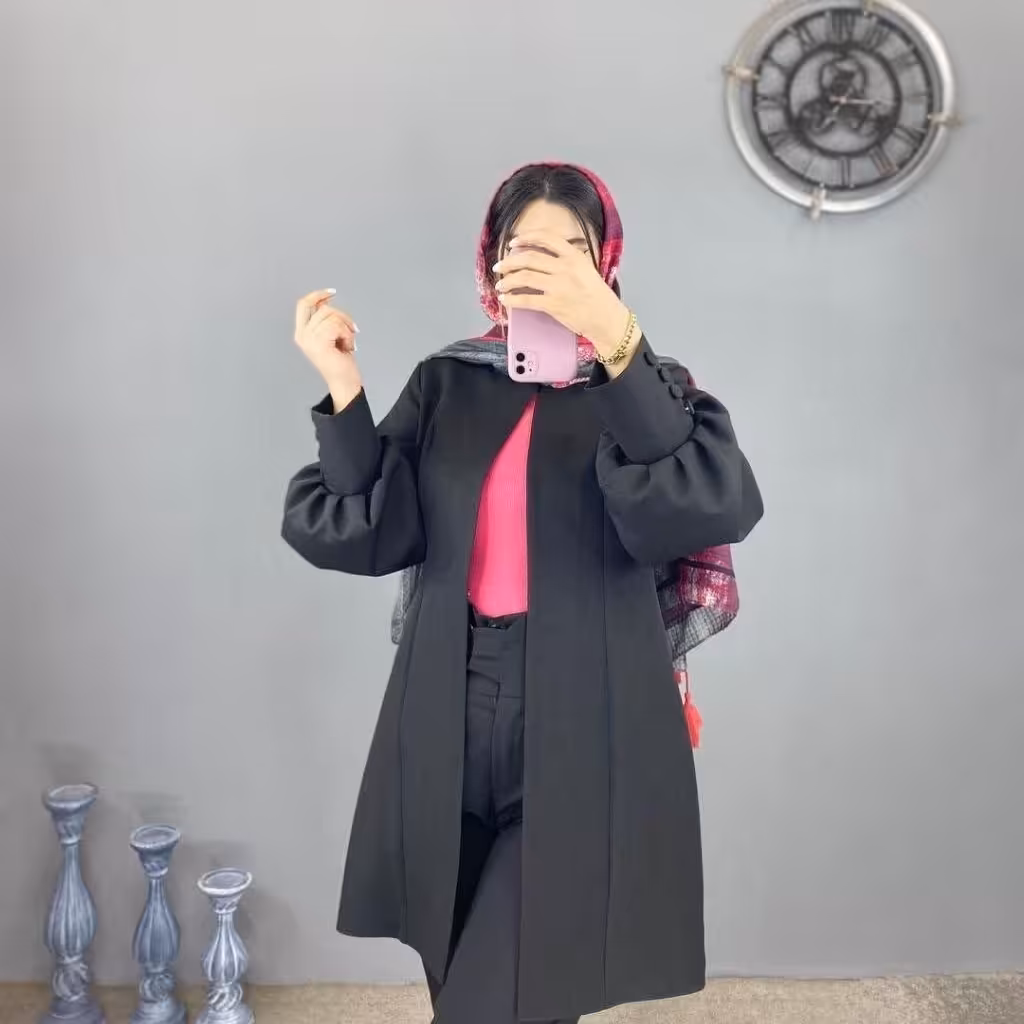 مانتوکتی کت مانتو جلو باز مازراتی سرخابی سبز مشکی نقره ای طوسی نسکافه ای ارسال رایگان