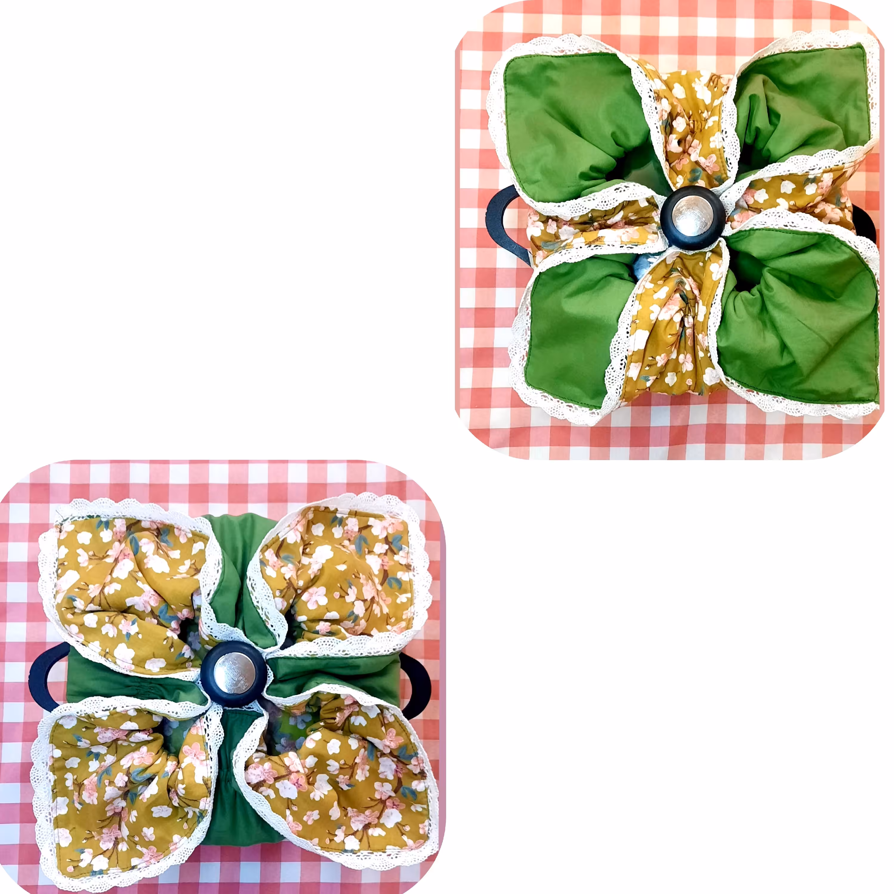 دمکنی سه لایه پارچه ای فری سایز طرح گلبرگ و دو رو قابل استفاده 