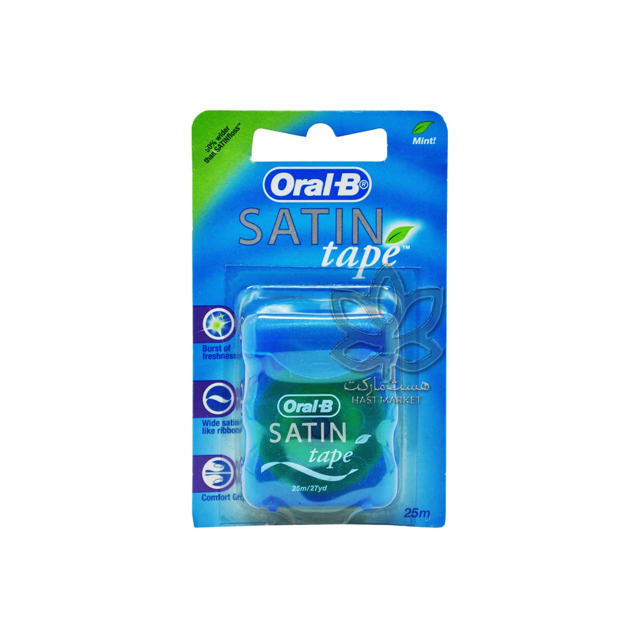 نخ دندان نعنایی ساتین تیپ ( پهن ) 25 متر اورال بی - OralB