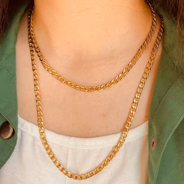 زنجیر کارتیه طلایی استیل رنگ ثابت و ضد حساسیت