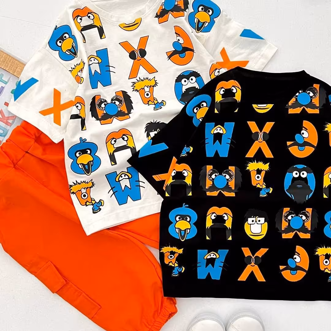 ست تاپ و شلوارک اسپورت جنس پنبه لاکرا از سایز 45 تا 60