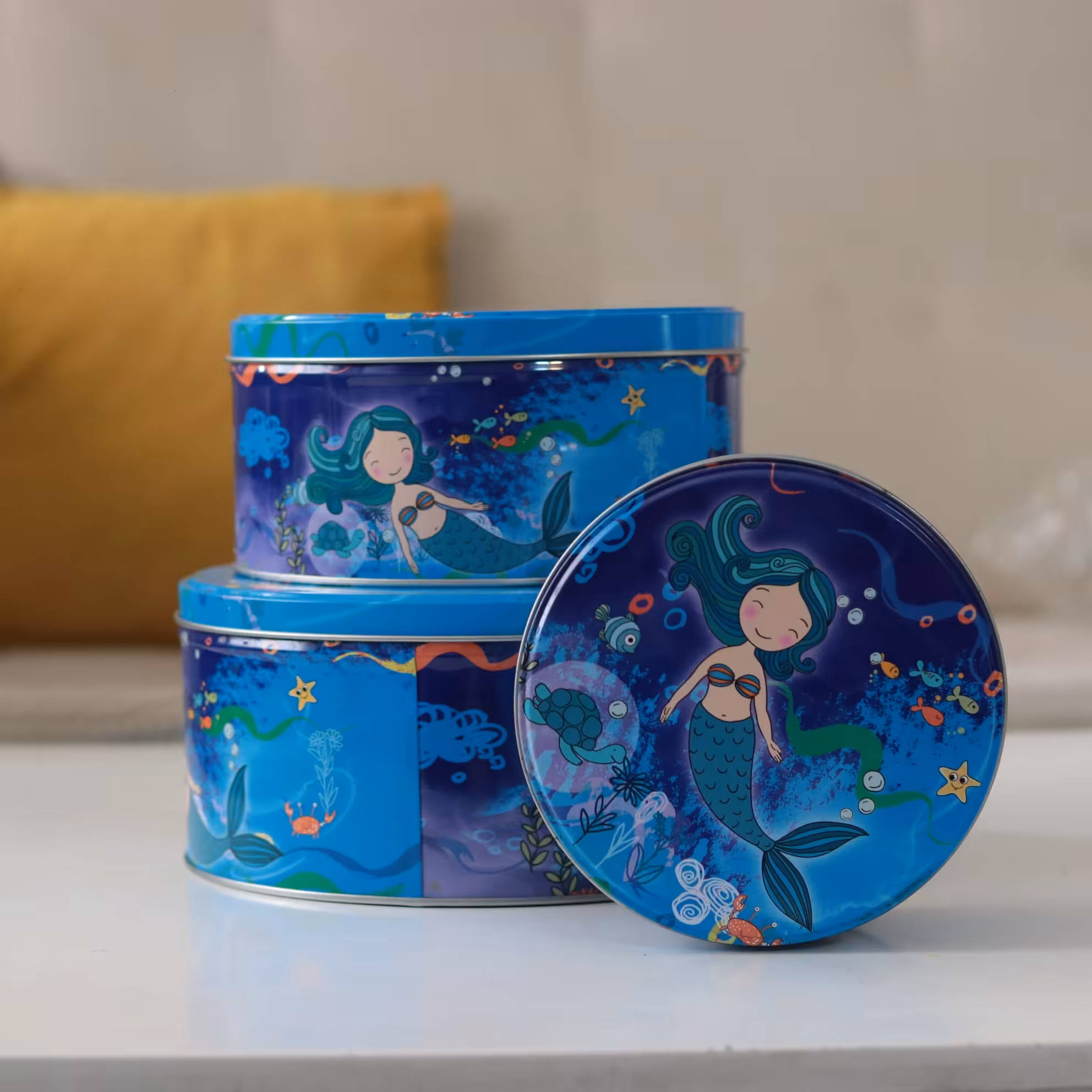 قوطی فلزی آشپزخانه  گرد بزرگ ست 3 عددی