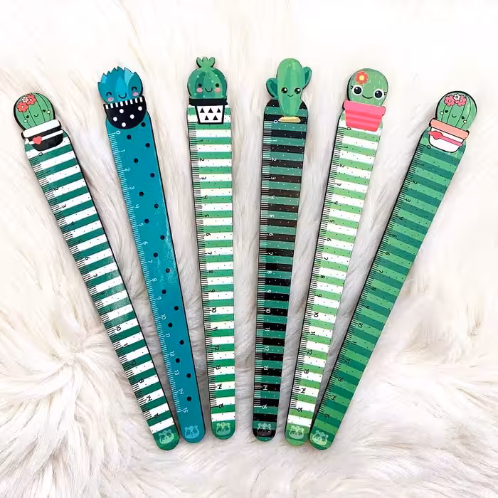 خط کش چوبی طرح کاکتوس 15 سانتی