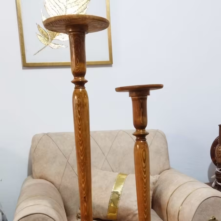 دو عدد شمعدان خراطی شده سفارشی