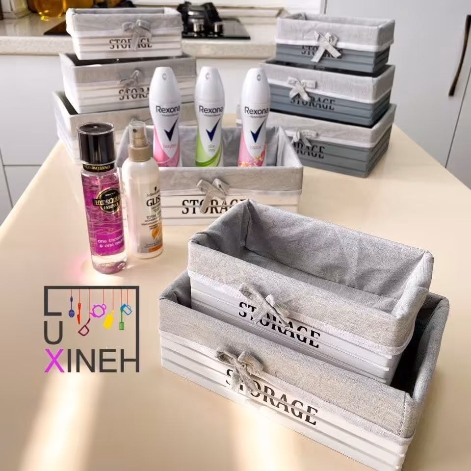 سبد استوریج  3 سایز  مستطیل چوبی باکس استوریج ارسال رایگان 