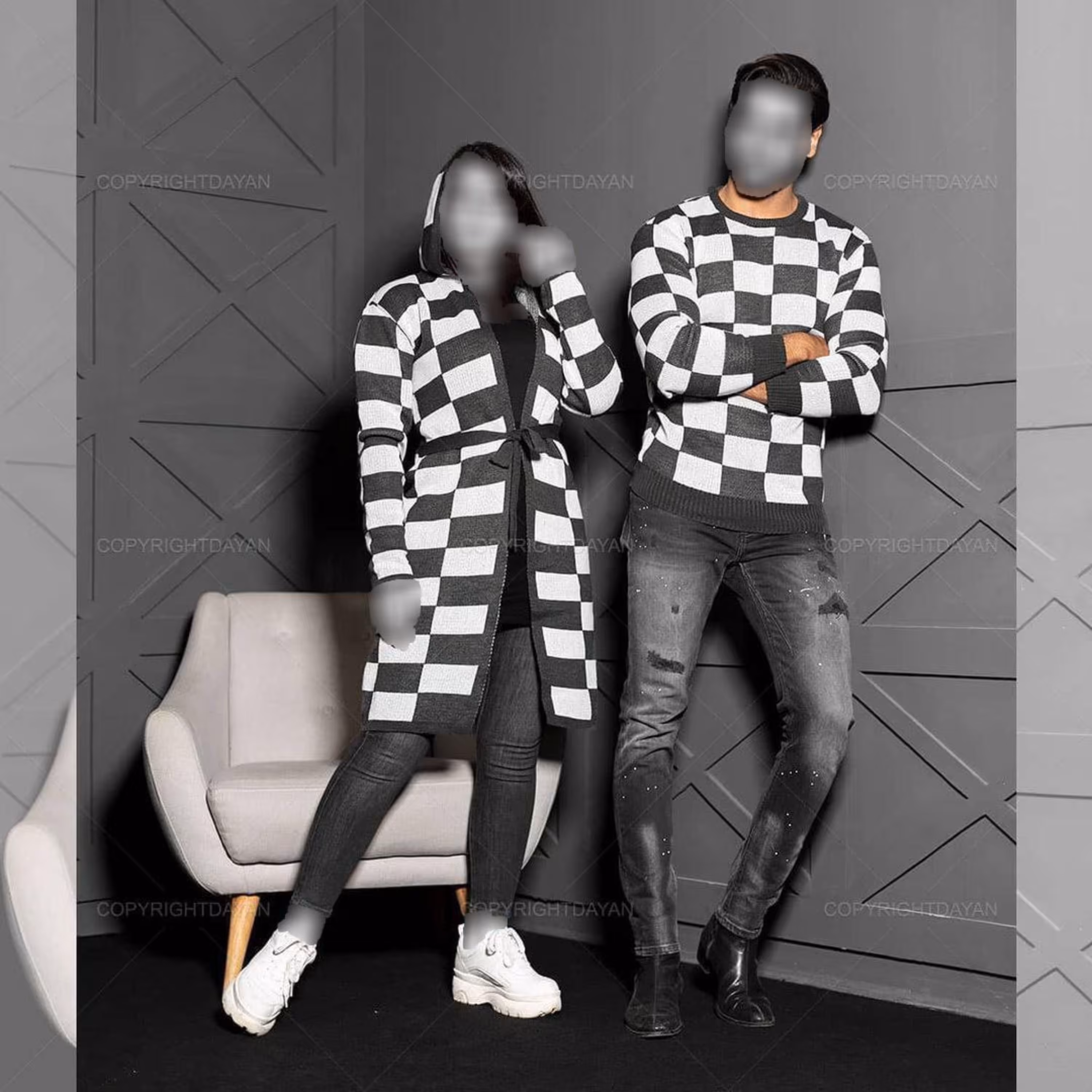 ست زن و مرد شطرنجی جنس اکرلیک ترک