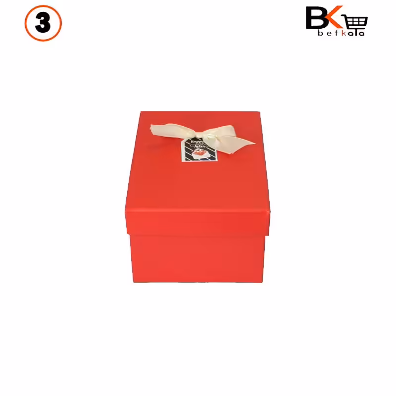 باکس کادویی مستطیلی پاپیون دار قرمز  سایز سه کد 33